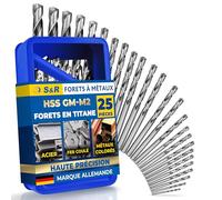 S&R Forets à Métaux Hélicoïdaux HSS 118 °, série GM, DIN 338, Coffret Métal (25 pcs 1-13 mm)