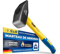 S&R Marteau de Menuisier Serrurier Mécanicien 500Gr. Marteau type allemand Acier forgé et manche en Fibre de Verre anti-vibrations