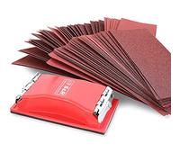 S&R Papier a Poncer - 80 Papier de Verre Ponceuse + Bloc de Ponçage 10 Feuilles Abrasives par grain : P 40/60 / 80/120 / 180/240 / 320/400 Feuilles 93 x 230 mm pour ponceuse manuelle