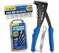 S&R Pince à Rivet Professionnelle - Kit Rivetuse avec Rivets M3-M6 - Riveteurse Manuelle Professionnele Rivet pour Métal, Inox, Aluminium | Idéal Rivets Plaque Immatriculation | Qualité Atelier Pro