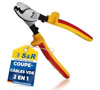 S&R Pince Coupe Cable Electrique 200mm Pince Coupante Électricien Isolée VDE 1000V - 200mm. Cables en Cuivre Alu et Électriques