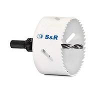 S&R Scie à cloche Trépan HSS Cobalt Bimétal avec adaptateur hexagonal et foret de centrage. Pour bois, acier, métal, fonte, plastique, placoplâtre. MADE IN GERMANY (79 mm)