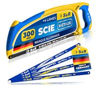 S&R Scie a Métaux et Bois avec 4 Lames Made in Germany. Scie à main Archet pour Bois et Metal. lames bi-métal molybdène 18/24 TPI