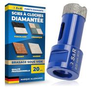 S&R Scie Cloche Carrelage Diamant 20mm M14 - Trépan Diamant Carrelage Meuleuse d’Angle brasé Sous Vide- Foret Diamant Carrelage Mèche pour Grès Cérame, Porcelaine, Granit, Marbre Verre