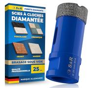 S&R Scie Cloche Carrelage Diamant 20mm M14 - Trépan Diamant Carrelage Meuleuse d’Angle brasé Sous Vide- Foret Diamant Carrelage Mèche pour Grès Cérame, Porcelaine, Granit, Marbre Verre