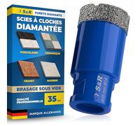 S&R Scie Cloche Carrelage Diamant 35mm M14 - Trépan Diamant Carrelage Meuleuse d’Angle brasé Sous Vide- Foret Diamant Carrelage Mèche pour Grès Cérame, Porcelaine, Granit, Marbre Verre