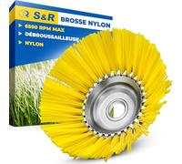 S&R Tête Brosse débroussailleuse Universelle. Brosse Désherbage Gazon mauvaises herbes en nylon 200 x 25,4 mm Jaune