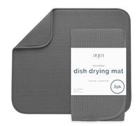 S&T INC. Lot de 2 tapis de séchage de vaisselle pour cuisine, absorbants, réversibles en microfibre, 40,6 x 45,7 cm, gris charbon