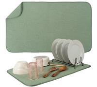 S&T INC. Tapis de séchage de vaisselle Jumbo, 45,7 cm x 76,2 cm, tapis absorbant en microfibre pour comptoir de cuisine, tapis de séchage pour vaisselle, ustensiles, casseroles et poêles, Jumbo, Vert