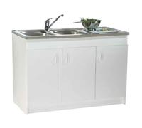 S12N03140 Meuble sous-évier 1400x600x822 mm 3 portes blanc