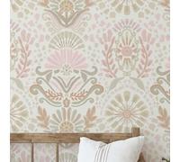 S4Sassy Papier Peint Mural Beige Contemporain Amovible, Motifs Ethniques Pour Murs, Armoires Et Commodes, Rouleau De Papier Peint Vinyle Autocollant, Papier Peint Imperméable Pour Murs -63,5 X 914 Cm