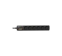S6 Black Line II - Protection contre les surtensions - CA 250 V - 2500 Watt - connecteurs de sortie : 6 - 1.5 m cordon