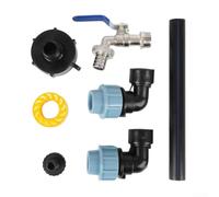S60x6 IBC Robinet col de cygne pour réservoir d'eau de pluie Installation facile Accessoire d'arrosage de jardin Noir 1,9 cm