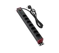 SABAJ Multiprise rackable 19 Pouces avec Bouton Arret réinitialisation - 7 Prises de Type E - 2m 230V - Rotation à 360 Zoll - Disjoncteur Anti Foudre et Surtension - Mural, Universel - Aluminium
