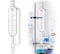 Sabary Entonnoir cylindrique en verre borosilicate avec robinet d'arrêt en PTFE - Double joint conique standard - 500 ml