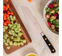 Sabatier LION Couteau Santoku OPTIMAL 100 pour cent Forgé - Fabriqué en France - 18 cm -Lame Alvéolée Inox et Rivets Laiton - opitmal pour Trancher, Emincer et Hacher avec Précision