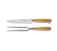 SABATIER TROMPETTE Essentiel couteau et fourchette à découper, bois pakka | Couteau et fourchette à découper pour rôtis et volailles, acier inox MoV, manche bois de pakka riveté
