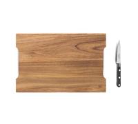 SABATIER TROMPETTE - Set planche à découper rectangulaire 42.5 x 28 x 5.5 cm avec 2 tiroirs et couteau office 20 cm - Planche en bois d'acacia huilé certifié FSC - Bois/Noir