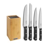 SABATIER TROMPETTE Universal Bloc + 4 couteaux, 26x15.5cm, Bambou | Bloc spaghetti Bambou avec 4 couteaux, Acier MoV satiné, Manche ABS avec rivets acier, 26x15.5 cm, Noir