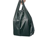 Sabco - 8 x 13 x 18" Sacs de transport en plastique robustes style gilet noir | Charge lourde 20 mu | Sac de transport pour bouteilles en gilet haute résistance (100)