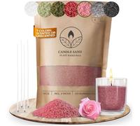 Sable pour Bougies parfumée avec Mèches, Kit Bougie à Faire Soi-Même, 400 g de Perles de Cire pour Bougie + 4 Mèches (Rose, Rose)