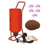 Sableuse Aérogommeuse mobile sur Roulettes 56,70L 90lb 41kg + 20 Buses + Sac 20kgs d'Abrasif Garnet Mesh 120