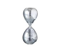 Sablier de décoration en verre et sable paillettes argent 19 cm