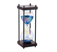 Sablier Élégant en Verre Arc-en-Ciel, Grand Sablier Sablier Géant avec Sable Fin Bleu Scintillant Raffiné avec Supports Bois pour la Maison, la Cuisine, Le Bureau, la décoration de Mariage
