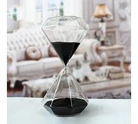 Sablier en verre en forme de diamant - Cadeau créatif, romantique, pour cuisine, bureau, décoration, Noël, anniversaire 15 Minutes Noir