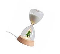 Sablier en verre pour sapin de Noël avec base éclairée en bois pour décoration de bureau