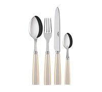 Sabre Paris | Ensemble de couverts de table 24 pièces pour 6 personnes 23,5cm Icône, couleur Nacre. Comprend couteau, fourchette, cuillère à soupe et petite cuillère en Acier Inoxydable.