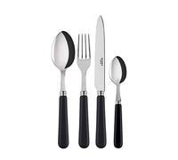 Sabre Paris | Ensemble de couverts de table 4 pièces 23cm Pop, couleur Noir. Comprend couteau, fourchette, cuillère à soupe et petite cuillère en Acier Inoxydable.