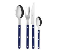 Sabre Paris | Ensemble de couverts de table 4 pièces 24cm Bistrot, couleur Bleu marine et finition brillante. Comprend couteau, fourchette, cuillère à soupe et petite cuillère en Acier Inoxydable.