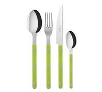 Sabre Paris | Ensemble de couverts de table 4 pièces 24cm Bistrot, couleur Lime et finition brillante. Comprend couteau, fourchette, cuillère à soupe et petite cuillère en Acier Inoxydable.