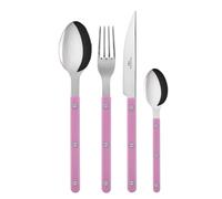 Sabre Paris | Ensemble de couverts de table 4 pièces 24cm Bistrot, couleur Rose et finition brillante. Comprend couteau, fourchette, cuillère à soupe et petite cuillère en Acier Inoxydable.