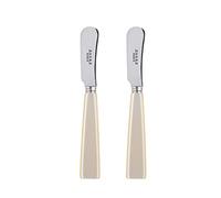 Sabre Paris | Lot de 2 Tartineurs 14 cm Icône couleur Nacre. Couverts en Acier Inoxydable. Idéal pour beurre, tapenades, pâte à tartiner...