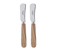 Sabre Paris | Lot de 2 Tartineurs 14 cm Lavandou couleur Bois d'olivier. Finition Brillante, Couverts en Acier Inoxydable et manche en véritable bois d'olivier. Idéal pour tapenades, pâte à tartiner