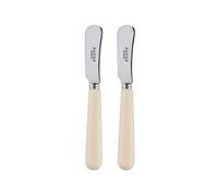 Sabre Paris | Lot de 2 Tartineurs 14 cm Pop couleur Ivoire. Couverts en Acier Inoxydable. Idéal pour beurre, tapenades, pâte à tartiner…