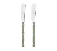 Sabre Paris | Lot de 2 Tartineurs 16 cm Bistrot couleur Asperge et finition brillante. Couverts en Acier Inoxydable. Idéal pour beurre, tapenades, pâte à tartiner