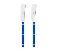 Sabre Paris | Lot de 2 Tartineurs 16 cm Bistrot couleur Bleu Outremer et finition brillante. Couverts en Acier Inoxydable. Idéal pour beurre, tapenades, pâte à tartiner