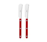 Sabre Paris | Lot de 2 Tartineurs 16 cm Bistrot couleur Bordeau et finition brillante. Couverts en Acier Inoxydable. Idéal pour beurre, tapenades, pâte à tartiner
