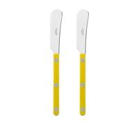 Sabre Paris | Lot de 2 Tartineurs 16 cm Bistrot couleur Jaune et finition brillante. Couverts en Acier Inoxydable. Idéal pour beurre, tapenades, pâte à tartiner