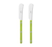 Sabre Paris | Lot de 2 Tartineurs 16 cm Bistrot couleur Lime et finition brillante. Couverts en Acier Inoxydable. Idéal pour beurre, tapenades, pâte à tartiner