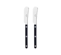 Sabre Paris | Lot de 2 Tartineurs 16 cm Bistrot couleur Noir et finition brillante. Couverts en Acier Inoxydable. Idéal pour beurre, tapenades, pâte à tartiner