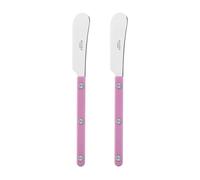 Sabre Paris | Lot de 2 Tartineurs 16 cm Bistrot couleur Rose finition brillante. Couverts en Acier Inoxydable. Idéal pour beurre, tapenades, pâte à tartiner