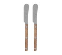 Sabre Paris | Lot de 2 Tartineurs, 16cm Bistrot vintage couleur teck. finition vintage. Couverts en Acier Inoxydable. Idéal pour beurre, tapenades, pâte à tartiner