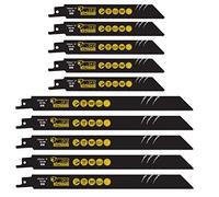 SabreCut 10pcs SCRSK10BF 150mm 225mm 14 TPI S922BF Lames scie sabre | Construction bi-métal durable pour coupe rapide et propre du bois, métal et bois avec clous