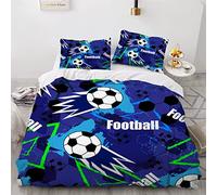 SABUNU Housse de Couette 220X240 Football 3D Imprimé Parure de lit 2 Personnes Football De Griffonnage 3 Pièces Confortable Doux Microfibre avec Fermeture Éclair Literie et 2 Taie d'oreiller