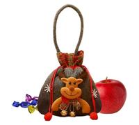 Sac à bonbons de Noël en tissu doux avec cordon de serrage pour | Sacs cadeaux de Noël 3D pour réunions de famille, échange de cadeaux, anniversaire, mariage, Nouvel An, élan