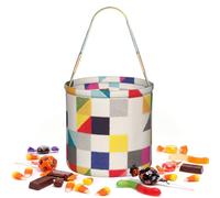 Sac à bonbons motif triangle géométrique réutilisable pour Halloween | Accessoire de rangement rond portable pour fêtes, mariages, anniversaires